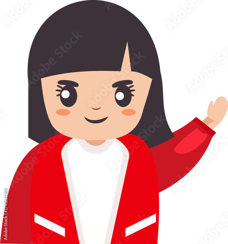 Smiling Cute Girl Character Illustration