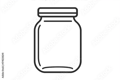 Glass jar line icon. Vector illustration of an empty container with lid. Symbol for food storage, canning, preserves, jam, homemade goods. Eco friendly, zero waste concept.