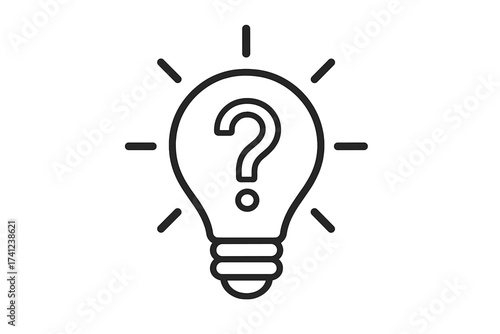 Lightbulb question mark line icon. Problem solving, searching for solution concept. Brainstorming, faq, query, help, support. Innovation, creative idea, thinking, doubt.