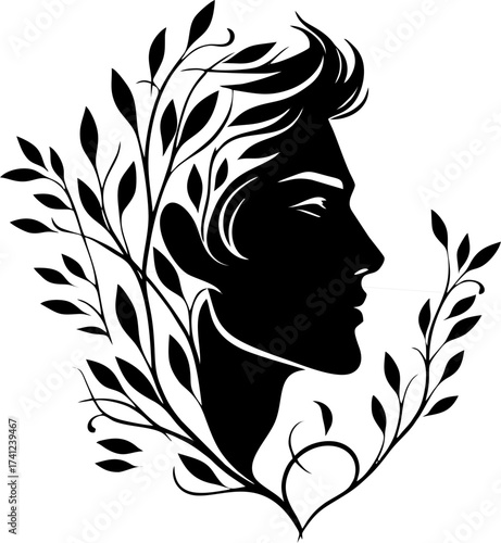 Elegant Silhouette with Leaf Patterns
