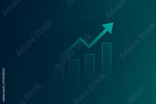 Professional Business Overlay Background with Bar Graphs and Upward Arrows