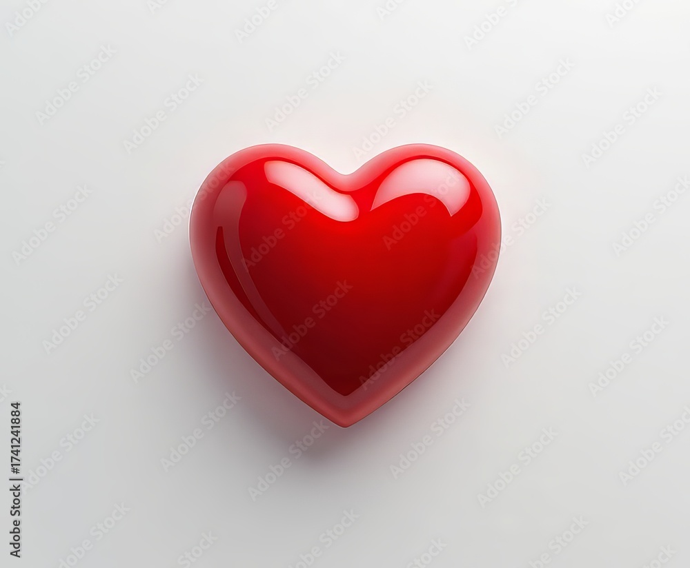 Fototapeta premium un corazón rojo en fondo blanco