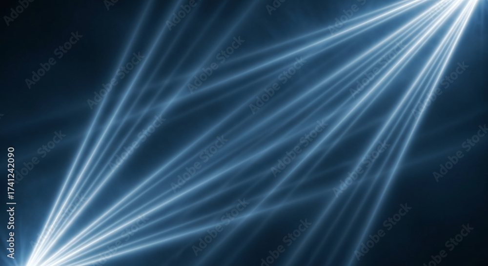 Obraz premium Dynamic Blue Light Rays Pattern on Dark Background. Futuristic Network Connections, Digital Data Flow, Energy Lines, or Abstract Technology Concept for Modern Design and Communication Visuals.