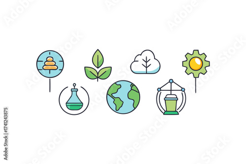 ecology icons set