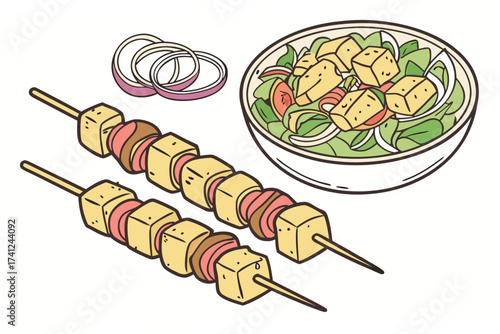 shish kebab on skewers