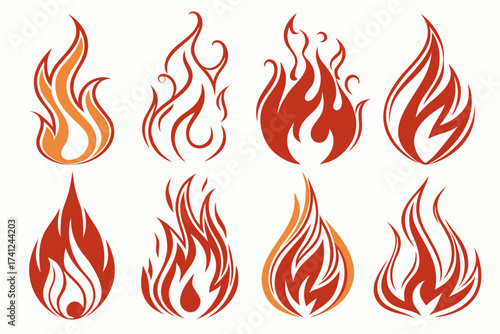 set of fire flames