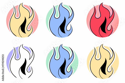 set of fire flames