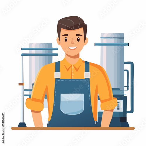 Brewer working with equipment in a brewery