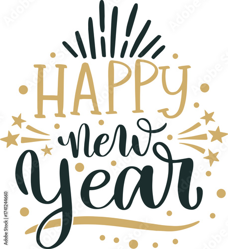 Happy New Year 2026 Typography Set – Festive Lettering and Celebration Elements