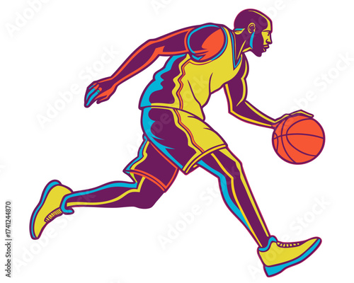 Basketball dribbling silhouette vector isolated on white background