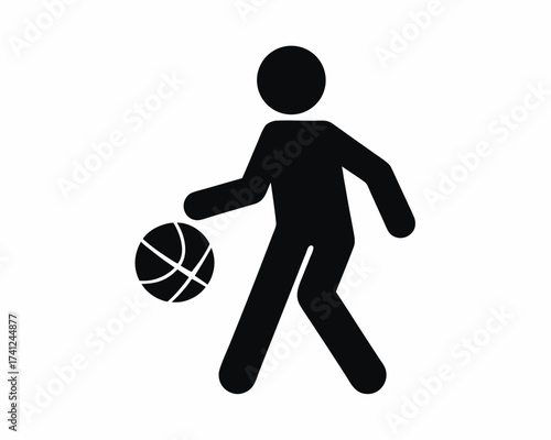Basketball dribbling silhouette vector isolated on white background
