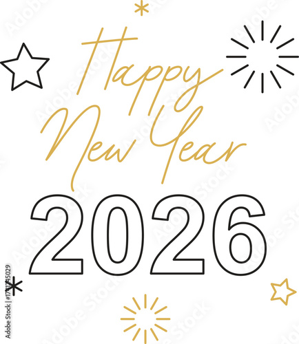 Happy New Year 2026 Typography Set – Festive Lettering and Celebration Elements