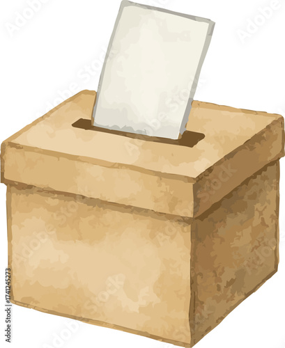 Watercolor vector illustrations of voting ballot