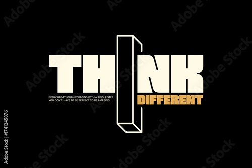 Modern streetwear graphic design t-shirt print design template Think Different Typography