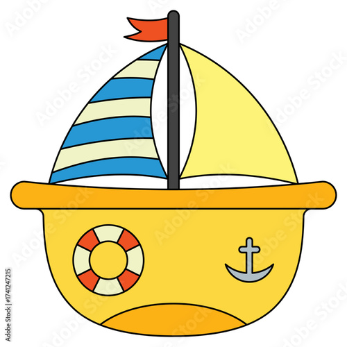 vector illustration of a yellow boat