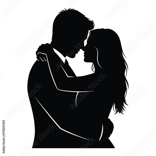 Romantic couple silhouette embracing intimately expressing love and connection in a tender moment silhouette