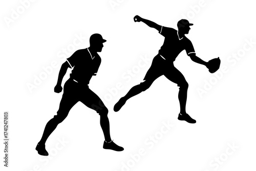 Baseball pitcher silhouette vector isolated on white background