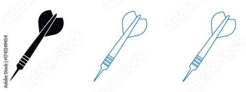 Illustration of three darts, representing precision, accuracy, and target achievement in sports, games, and strategic planning in a simple design