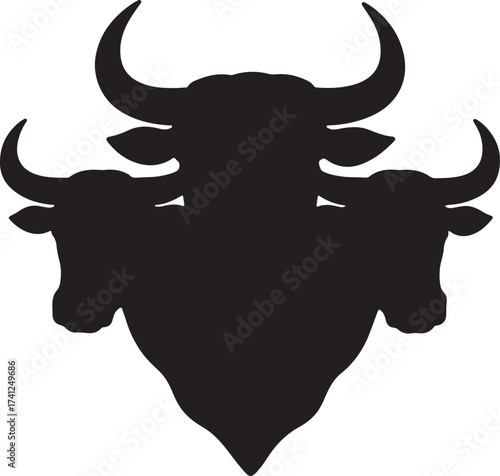     Silhouette 3head bull