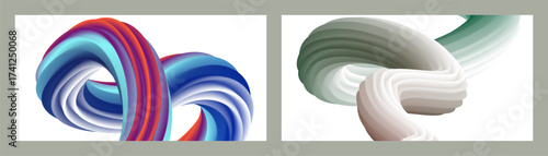 Abstract volumetric background. Cords. set of two illustrations. Toothpaste in a tube. Minimalism. Creative modern background..