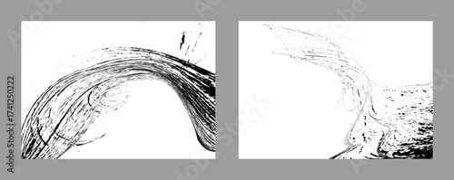 Strokes of black paint on a white background. Set of two templates. Graffiti element. Design template for the design of banners, posters, booklets, covers