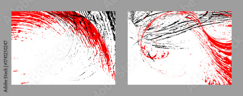 Strokes of black and red paint on a white background. Set of two templates. Graffiti element. Design template for the design of banners, posters, booklets, covers, magazines. EPS 10