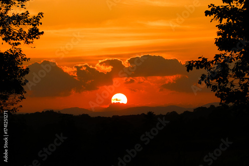 Sunset in the countryside, Sri Lanka.