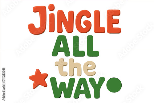 Cheerful Christmas Ho Ho Ho text in colorful clay lettering. Festive winter holiday quote with naive childish style. Cartoon isolated vector element for seasonal greeting cards and decoration.