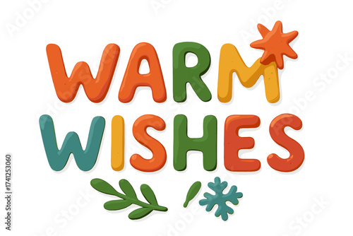 Christmas Ho Ho Ho clay lettering in naive childish style, winter holiday greeting quote, festive season decoration, isolated cartoon vector element with colorful playful letters