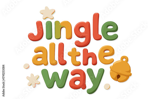 Christmas Ho Ho Ho lettering in clay, childish naive style with winter holiday festive quote, colorful playful cartoon typography, isolated on transparent background