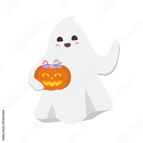 Colorful Halloween cute ghost