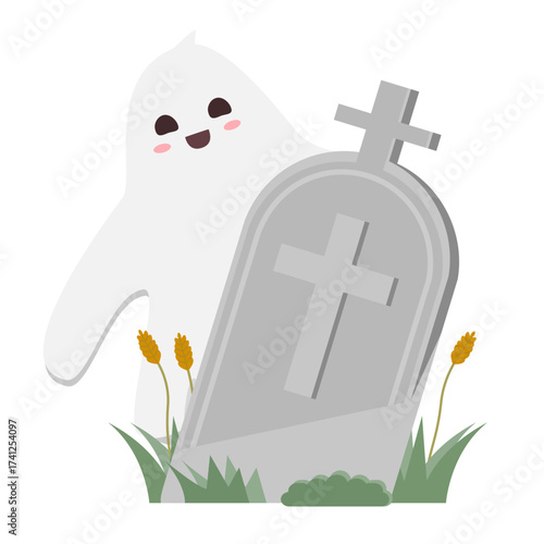 Colorful Halloween cute ghost