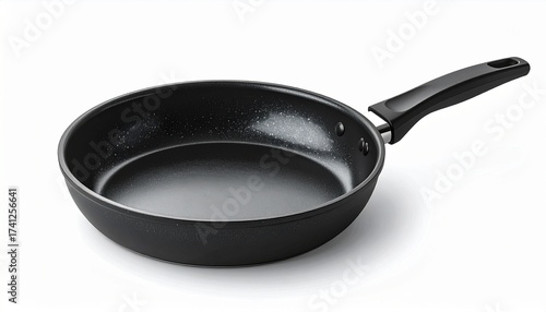 Wallpaper Mural A realistic nonstick frying pan with black surface, metal handle, and detailed texture isolated on white background
 Torontodigital.ca