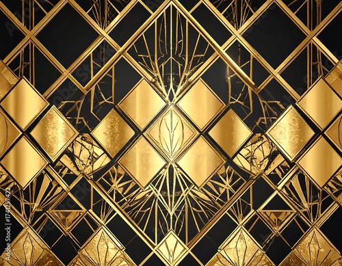 Wallpaper Mural Geometric golden art deco pattern Torontodigital.ca