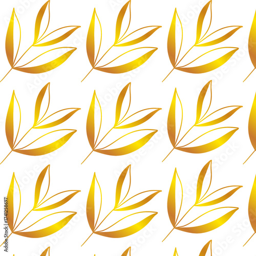 seamless pattern with leaves gold yellow Element background 
