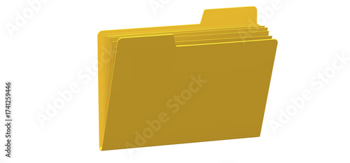 Golden file folder with documents inside for organizing information and data management in a business or personal setting for efficient workflow