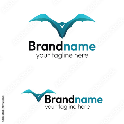 Modern Flying Bat Logo Vector: Abstract Dynamic Wings Symbol for Gaming, Security, Technology, and Powerful Mysterious Brand Identity