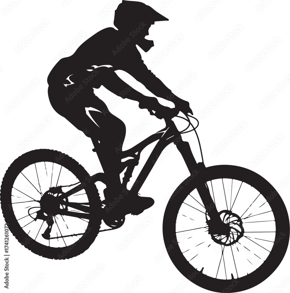 Naklejka premium Downhill Rider Action Silhouettes