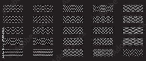 Wave line and wavy zigzag lines. Red underlines wavy curve zig zag line pattern in abstract style. Wave zigzag line simple thin to thick element decor design vector or single ripple curve zig zag wigg