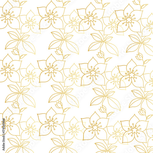 seamless floral pattern background abstract gold yellow Element Orchid garden 