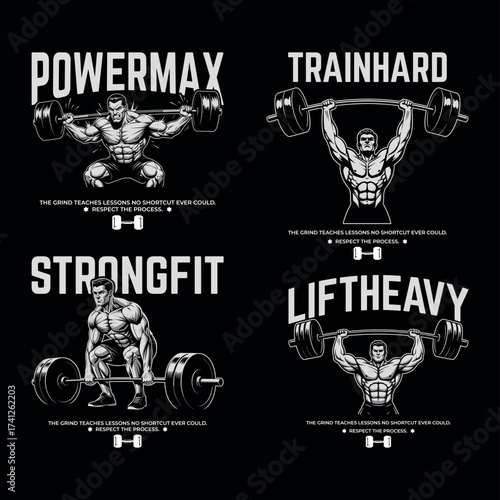 PowerMax TrainHard StrongFit LiftHeavy Gym Graphic Streetwear T-Shirt Collection