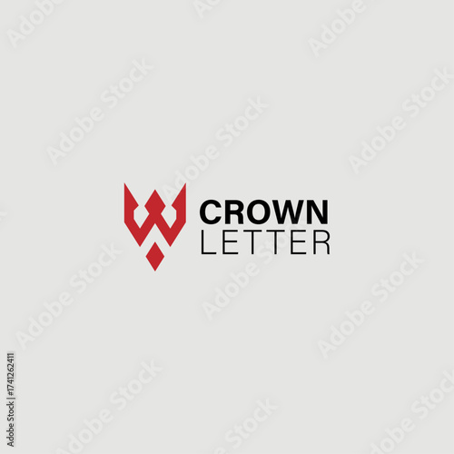 Modern Geometric Crown Letter W Monogram