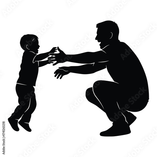 Father and child silhouette embracing warmly capturing cherished family moments and love silhouette