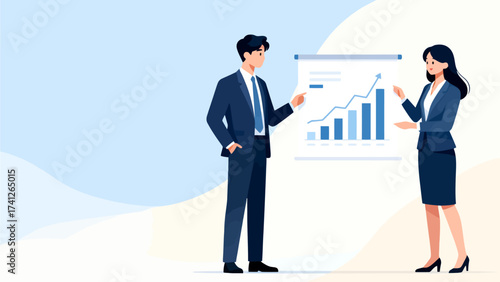 Business people discussing chart data