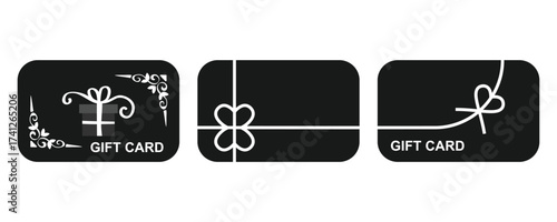 Gift card icon in black modern and lines and solid