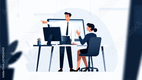 Business colleagues collaborating at desk