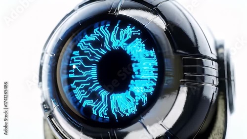 Blue illuminated eye symbol futuristic technological concept