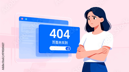 Woman facing web error message