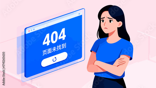 Woman facing error page on screen