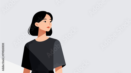 Woman in black shirt looking sideways